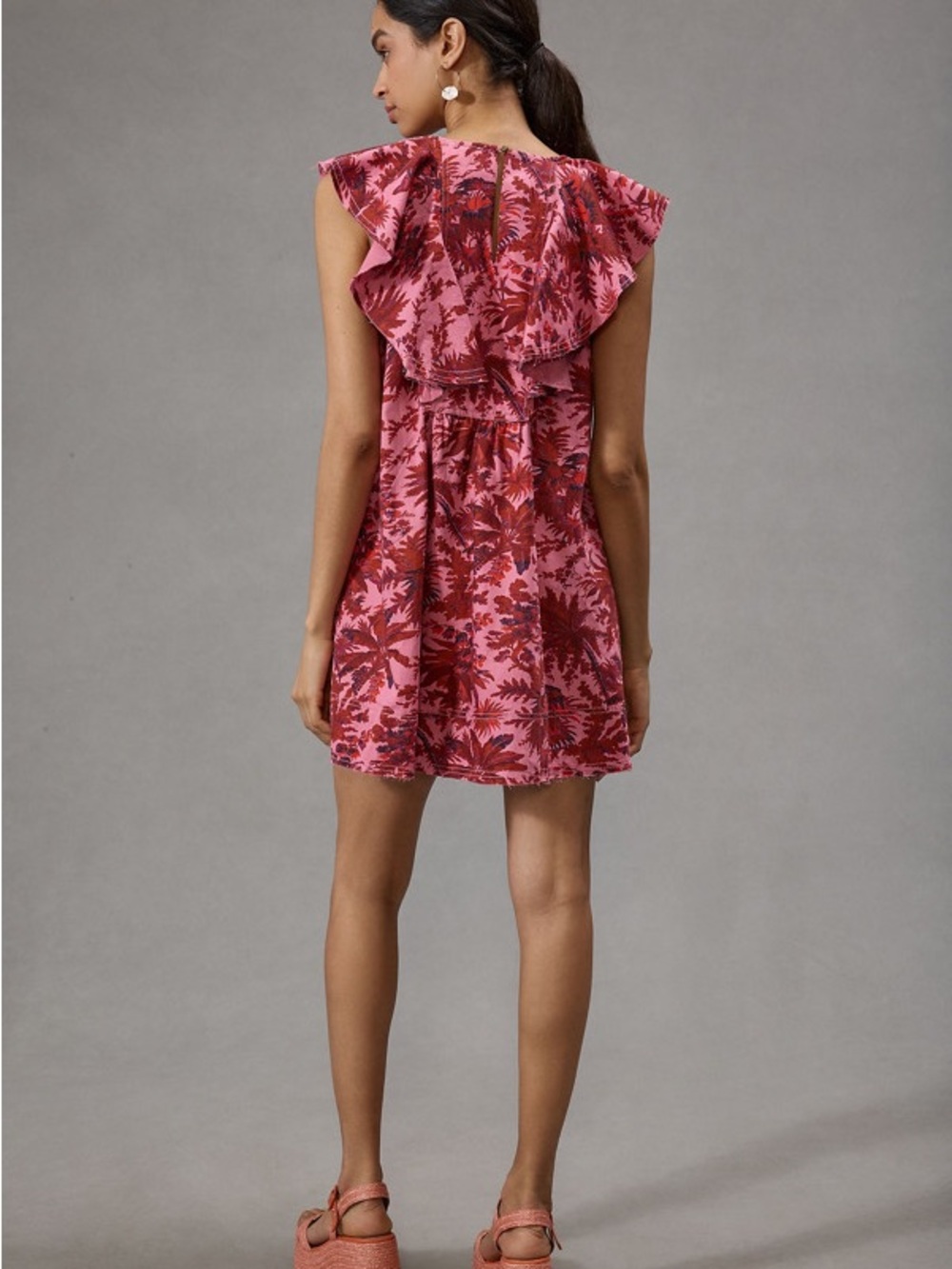 Pilcro/Anthropologie Pink and Red Floral Button-Front Dress - Picture 2 of 7